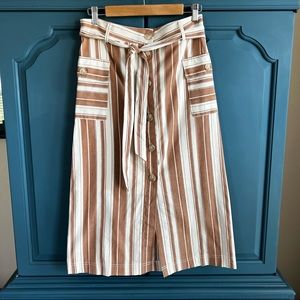 Button Front Midi Skirt